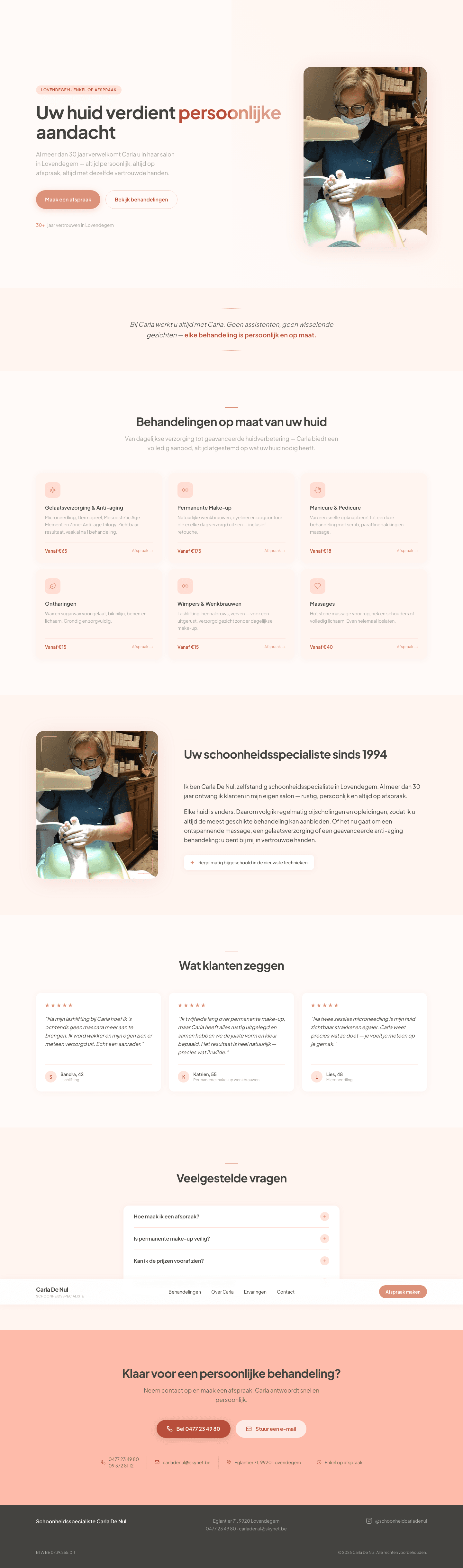 Schoonheid Carla De Nul โ beauty salon website designed by Samy's Studio